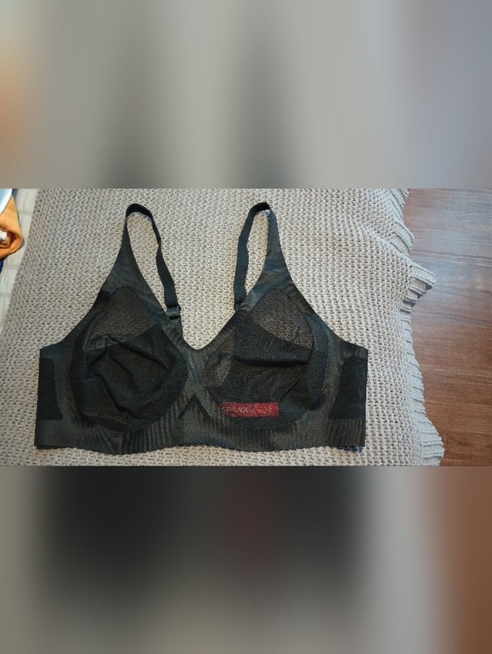 SPANX Black Sheer Support Mesh Bralette